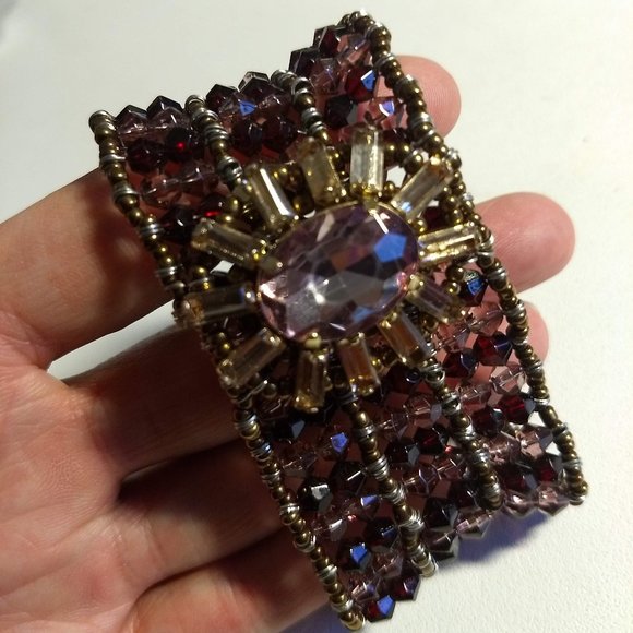 3/$25 vintage y2k red bronze 'crystal' sparkly stretchy bracelet🎈HOST PICK x2🎈 - Picture 2 of 6